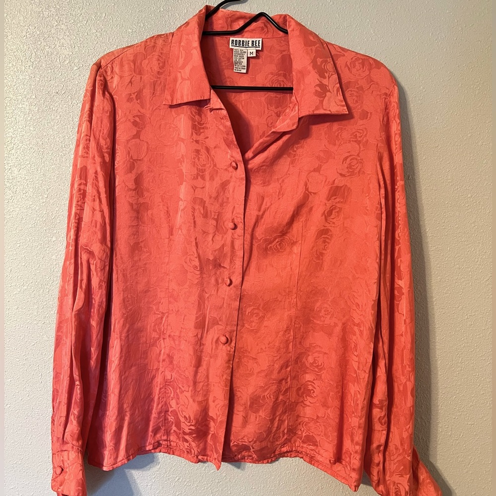 Rose pattern Blush pink Vintage button down